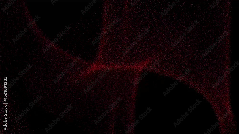 Poster Black red futuristic sci-fi 3D particle wave looping animation background, abstract visual effect