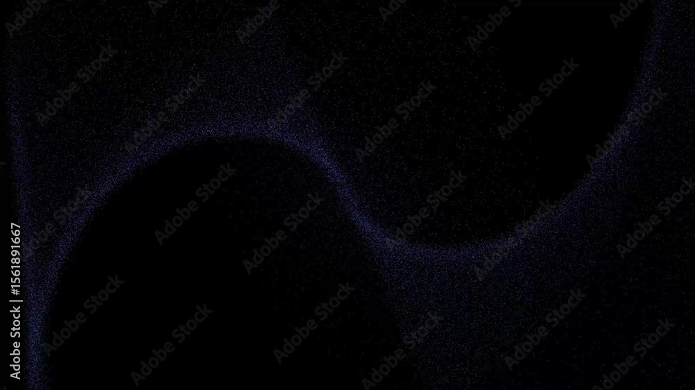 Poster Minimalist dark black blue looping 3D particle wave futuristic background animation effect, seamless loop