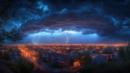 Obraz premium City under dramatic storm