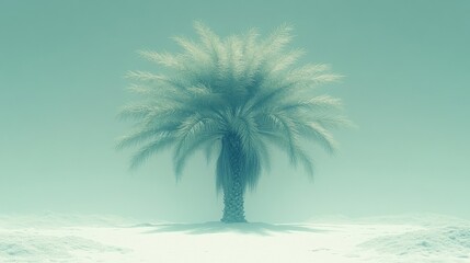 Fototapeta premium Isolated Pixel Palm Tree On Beach With Soft Light And Cyan Color Scheme 3D