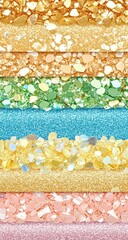 Vertical stripes of various pastel-colored glitters