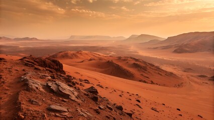 Naklejka premium Sunrise In The Desert, Ai Generated