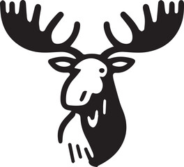 Moose Vector In Black and White