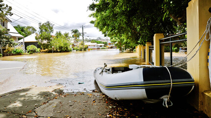 Rubber ducky pulled above the water line during the 2011 floods in Brisbane
