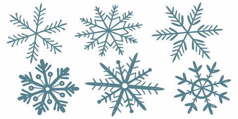A beautiful vector set of winter snowflakes for Christmas and New Year holiday decoration