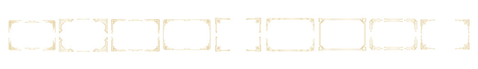 PNG retro art deco decorative floral vintage scroll frame border calligraphy classic style illustration background certificate baroque vignette invitation linear flourish label page design elegant set