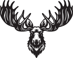 Moose Vector In Black and White