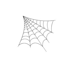 Fototapeta premium PNG creepy spider web vector icon design isolated black white background halloween round grid net pattern art circular decoration arachnid horror fear mesh thread trap skittish insect