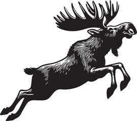 Moose Vector In Black and White