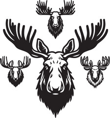 Moose Vector In Black and White