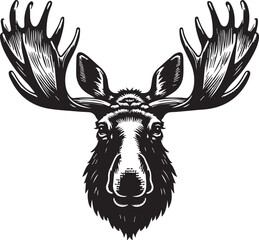 Moose Vector In Black and White
