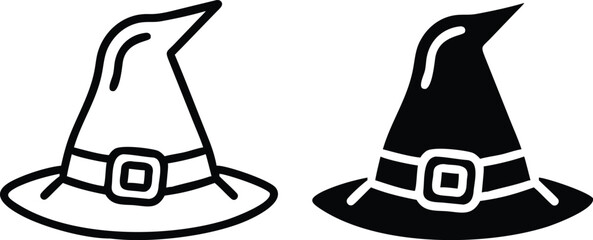 Witch Hat Icon – Pointed Halloween Hat Symbol for Magic, Costume, and Fantasy Design