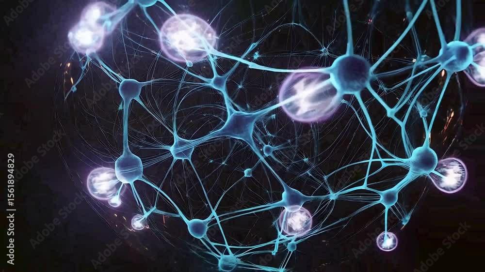 Aufkleber an animated depiction of neuron activity and brain cell communication