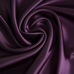 Fototapeta premium eggplant colour exquisite silk satin material with smooth wavy texture