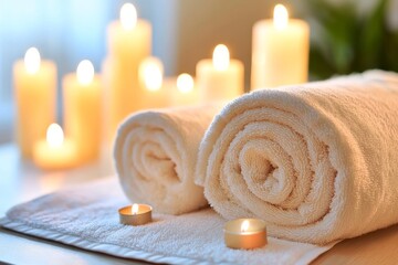  spa with candles and towel