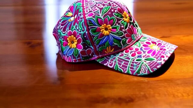 Embroidered baseball cap colorful design