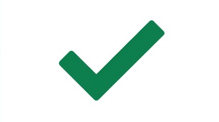 Modern green checkmark symbol with rounded corners prominently displayed on a plain white background, representing approval and simplicity.