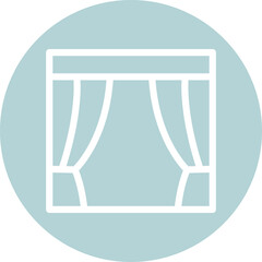 Theater Curtain Icon with Mint Green Circle Background