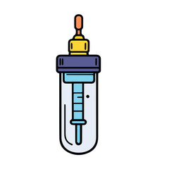 Obraz premium Lab equipment, scientific illustration, medical research. A transparent container with a needle/syringe design, isolated on a white background.