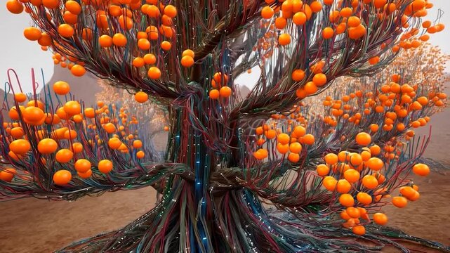 Fantasy tree with vibrant fruit