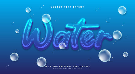 Water 3d editable text effect Template Suitable for Chrome Style