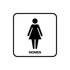 Toilet sign wc women illustration template, Female sign symbol vector for toilet, restroom, and public places