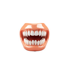 Cartoon mouth with perfect white teeth floating on black background