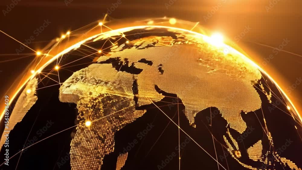 Poster a glowing digital representation of earth with interconnected lines symbolizing global connectivity 