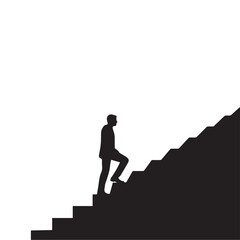 Man Climbing StairsMan Climbing Stairs Silhouette – Progress, Success, and Career Growth Vector Illustration