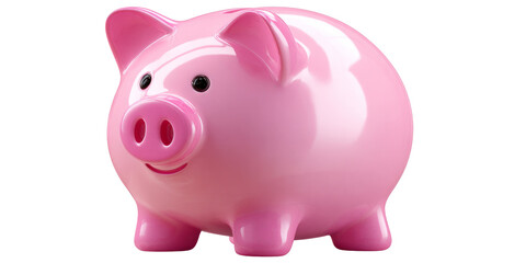 Fototapeta premium Pink pig is happy saving money concept