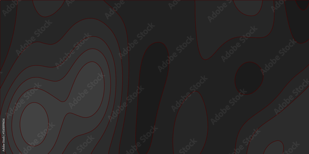 Poster abstract red black background with topographic line map pattern. abstract wavy and curved lines back