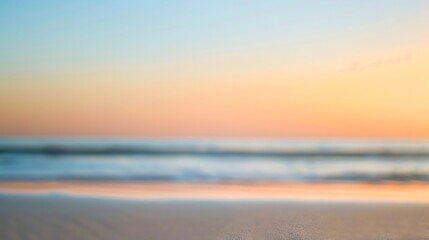 Obraz premium Minimalist Light Sand Dunes with Blurred Horizon Gradient, Soft-Focus Desert Landscape Featuring Warm Beige Tones and Atmospheric Bokeh Background, Empty Copy Space