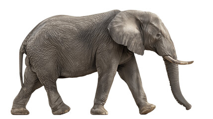Obraz premium African Elephant Walking Isolated on Transparent Background
