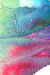 Vibrant Explosion of Multicolour Rainbow Watercolour Paint Splatters and Circles Spots on White Background