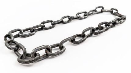 Obraz premium A single metal chain, separate on a white background.