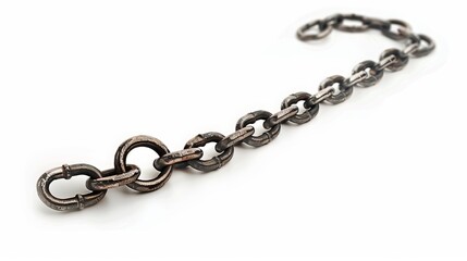 Obraz premium A single metal chain, separate on a white background.