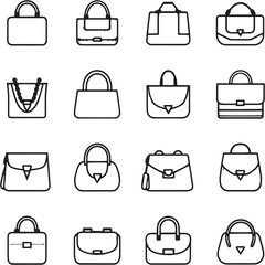 Purse Black Line Editable Icons set