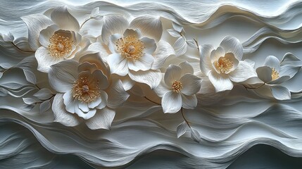 Detailed paper flowers in a textured design.