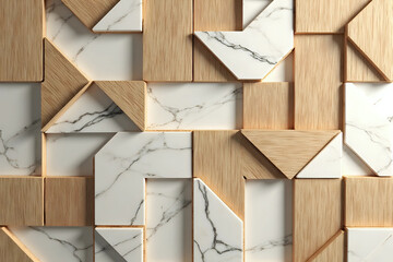 Wooden wall Panel Abstract geometric background for wall decor, modern marble ceramic tile with Geometric module, Brown wood textures, plywood illustration. 3d rendering.