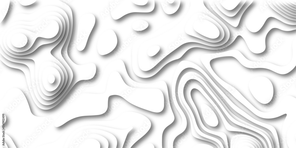 Poster paper cut 3d render topography abstract, beautiful white background. geometric map relief texture wi