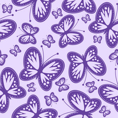 Seamless vector illustration print pattern background wallpaper with butterflies summer spring for textile, paper, pack etc