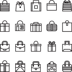 Shopping bag Black Line Editable Icons set