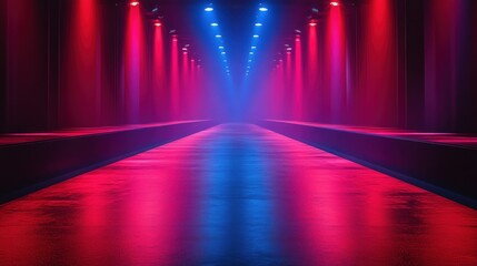 Neon tunnel, vibrant, glowing