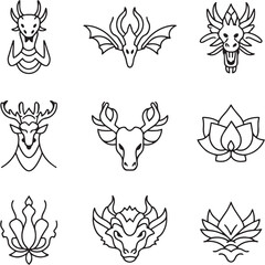 Snapdragon Black Line Editable Icons set