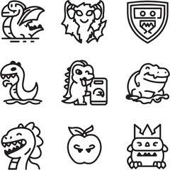 Snapdragon Black Line Editable Icons set