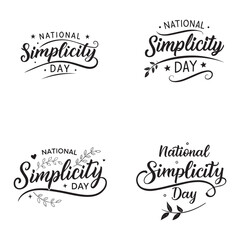 National Simplicity Day Typography Text Vector Design.