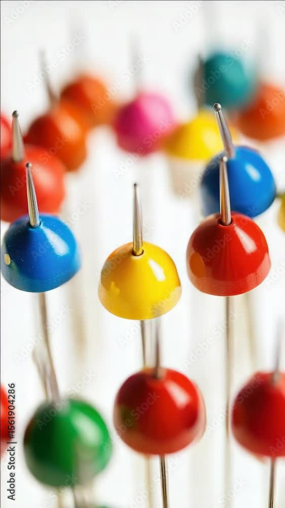 Poster a bunch of colorful round objects with a hole in the middle. some are blue, some are red, and some a