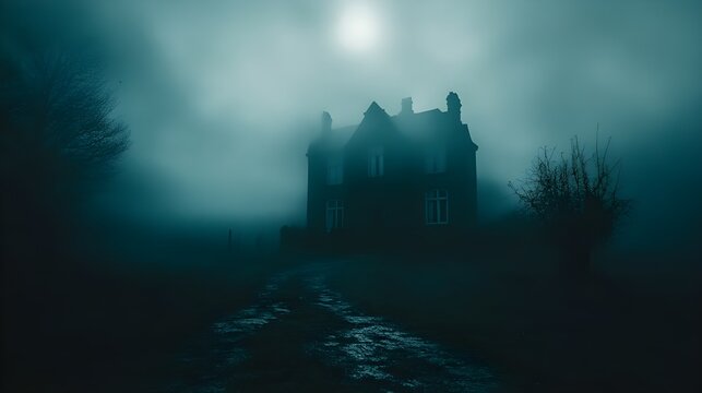 spooky castle in the night