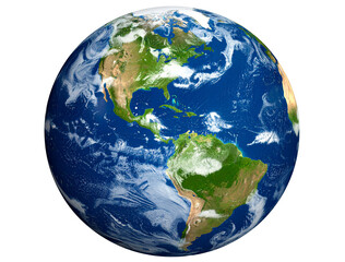 Planet earth globe from space isolated png image, north and south America physical ma 