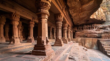 Badami's ancient caves are carved into rock. They are located in India.